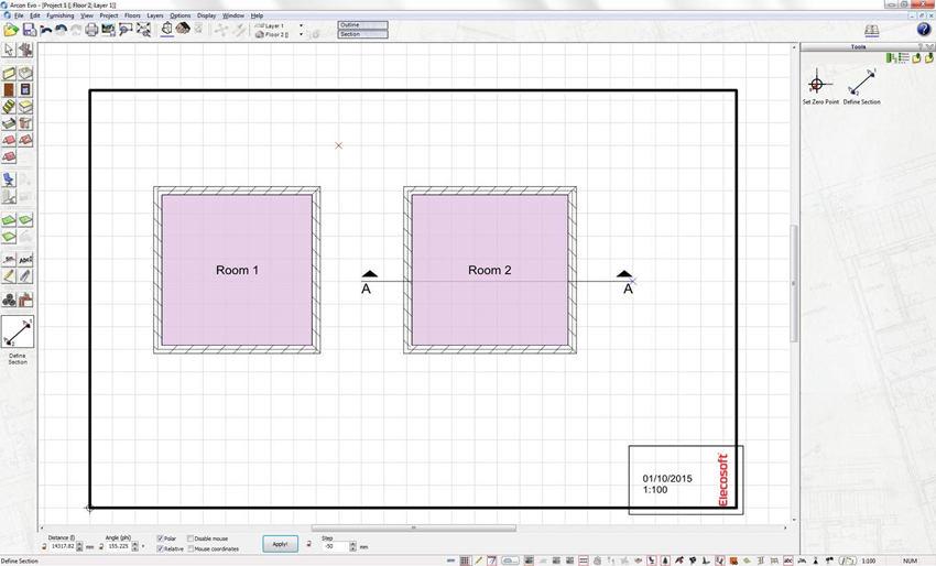 Creating cross-section for floor plan