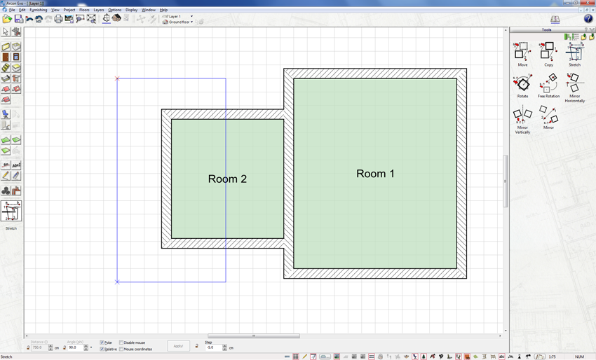 Stretch the floor plan